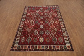 Vintage Geometric Shiraz Persian Area Rug 6x9