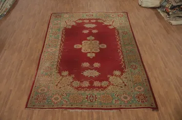 Antique Vegetable Dye Oushak Turkish Large Rug 10x14