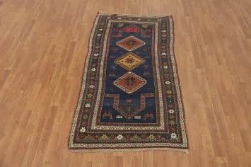 Pre-1900 Antique Kazak Vegetable Dye Rug 3x7