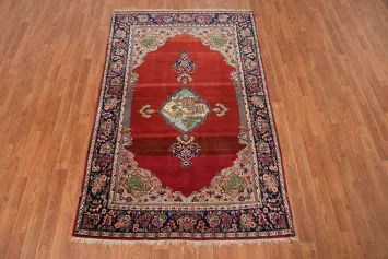 Pictorial Vegetable Dye Kashan Persian Rug 4x7