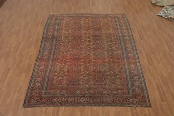 Pre-1900 Vegetable Dye Sarouk Farahan Persian Area Rug 9x12