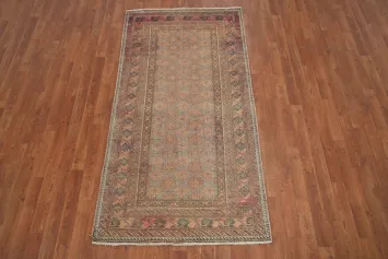 Geometric Wool Balouch Persian Runner Rug 3x7
