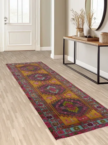 Vintage Wool Meshkin Persian Runner Rug 3x11