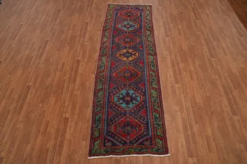 Blue Geometric Ardebil Persian Runner Rug 3x10