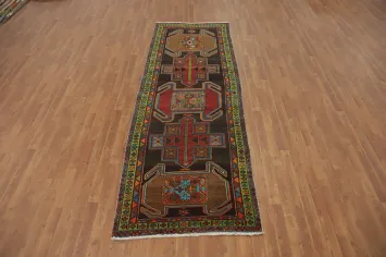 Geometric Wool Ardebil Persian Runner Rug 4x10