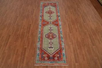 Handmade Geometric Ardebil Persian Runner Rug 3x10