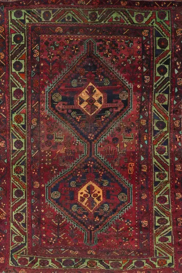 Wool Geometric Qashqai Persian Rug 5x7