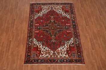 Vintage Red Wool Heriz Persian Area Rug 6x9