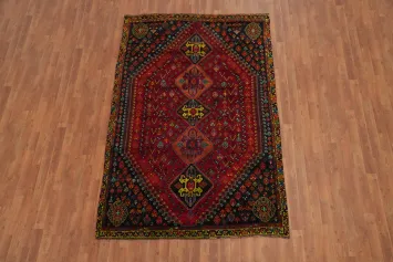 Red Handmade Shiraz Persian Area Rug 5x8