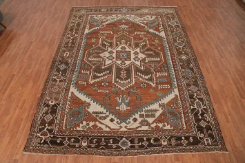 Antique Vegetable Dye Heriz Serapi Persian Area Rug 10x13