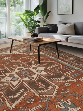 Antique Vegetable Dye Heriz Serapi Persian Area Rug 10x13