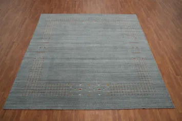 Elegant Gray Gabbeh Area Rug 9x9 Featuring Minimalist Design Elements