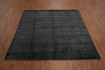Simple Elegance Subtle Accents Charcoal Gray Gabbeh Area Rug 8x8