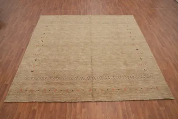 Elegant Gabbeh Area Rug 10x10 Featuring Delicate Geometric Accents