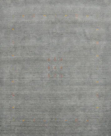 Sophisticated Gray Gabbeh Area Rug 9x9 with Tribal Pattern Details