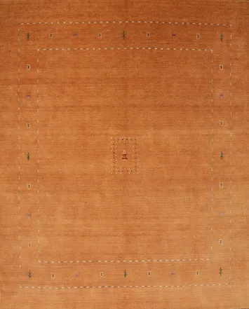 Orange Wool Gabbeh Square Area Rug 8x8