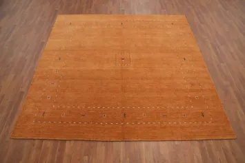 Orange Wool Gabbeh Square Area Rug 8x8