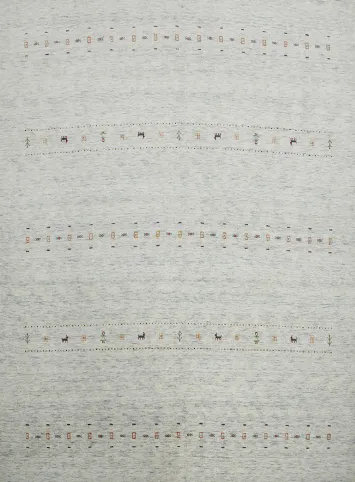 Sophisticated Gabbeh Area Rug 10x10 with Linear Detailing