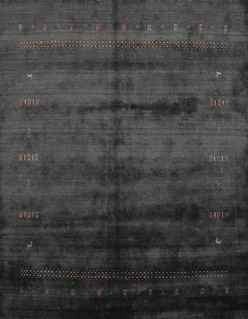 Elegant Dark Gray Gabbeh Rug 8x8 Featuring Minimalist Accents