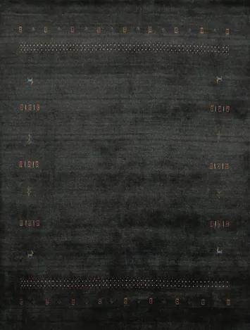 Elegant Dark Gray Gabbeh Rug 8x8 Featuring Minimalist Accents