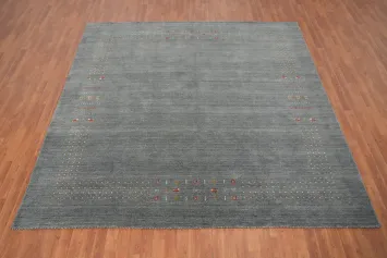 Chic Grey Gabbeh Rug 9x9 with Intricate Patterns Ideal for Any Living Space