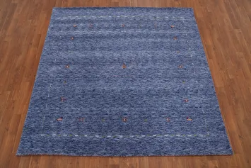 Handmade Blue Gabbeh Square Area Rug 6x6