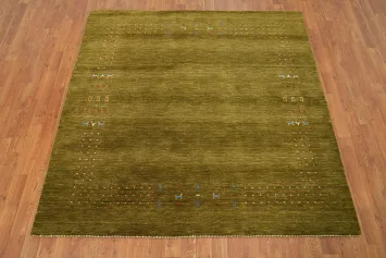 Handmade Green Gabbeh Square Area Rug 6x6