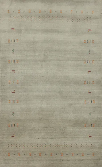 Earth Tones Wool Handmade Gabbeh Area Rug 5x8