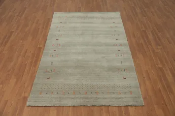 Earth Tones Wool Handmade Gabbeh Area Rug 5x8