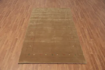 Brown Tribal Gabbeh Handmade Area Rug 5x8