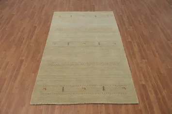 Animals Tribal Gabbeh Oriental Area Rug 5x8