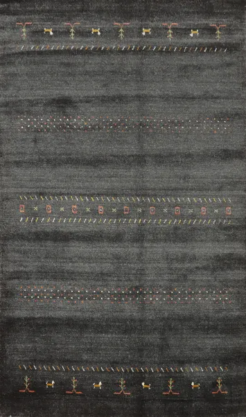 Stylish Gray Gabbeh Area Rug 5x8 Unique Sleek Patterns and Soft Texture