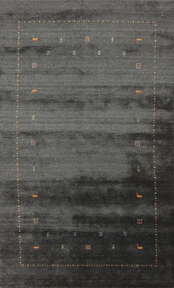 Charcoal Gray Wool Gabbeh Area Rug 5x8