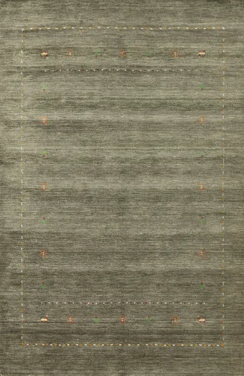 Elegant Green Gabbeh Rug 5x7 with Subtle Animal Accents