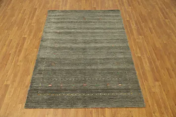 Elegant Green Gabbeh Rug 5x7 with Subtle Animal Accents