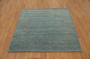 Stylish Handcrafted Gabbeh Rug 5x5 with a Minimalist Pattern Design