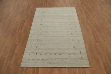 Refined Gabbeh Area Rug 5x8 with Discreet Tribal Patterns
