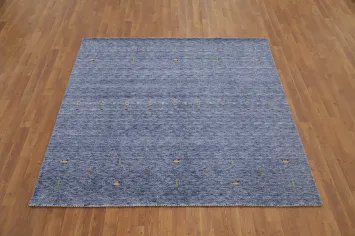 Handmade Blue Gabbeh Square Area Rug 6x6