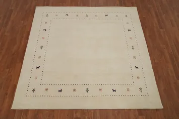 Little Animals Design Wool Gabbeh Area Rug 7x7
