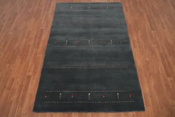 Elegant Grey Gabbeh Rug 5x8 with Subtle Animal Patterns and Details