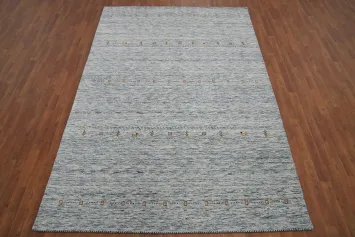 Blue & Ivory Handmade Wool Gabbeh Area Rug 7x10