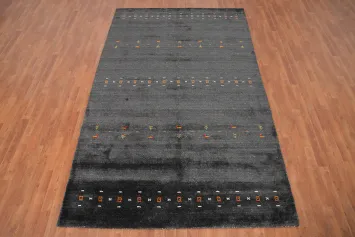 Artisan Gabbeh Area Rug 6x10 with Unique Intricate Tribal Design Accents