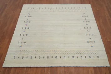 Minimalist Elegance Handmade Gabbeh Square Area Rug 6x6