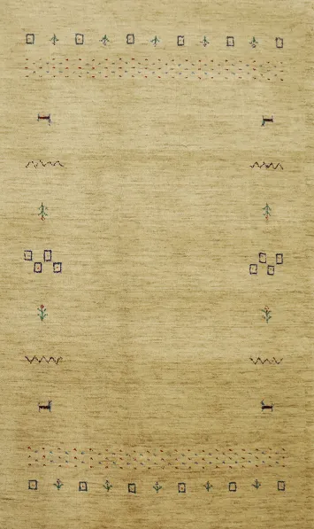 Soft Gabbeh Rug 4x6 with Delicate Tribal and Subtle Color Accents
