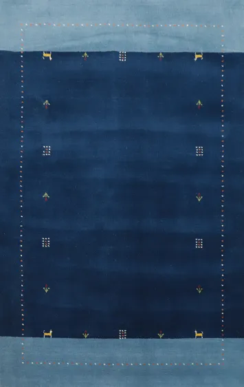 Deep Navy Gabbeh Rug 4x6 Featuring Delicate Tribal Patterns