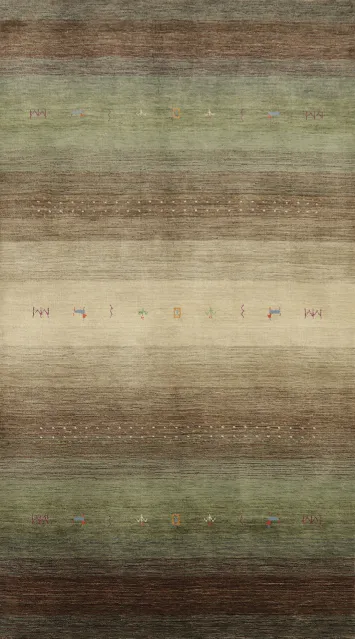 Luxury Handmade Gabbeh Area Rug 5x8 Featuring Soft Natural Hues