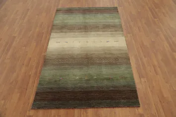 Luxury Handmade Gabbeh Area Rug 5x8 Featuring Soft Natural Hues