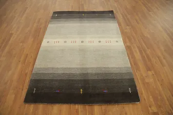 Sleek Neutral Tones and Tribal Design Gabbeh Rug 4x7