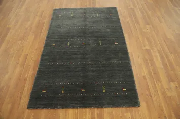 Elegant Gabbeh Gray Rug 4x6 with Subtle Tribal Accents