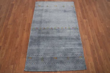 Versatile Gabbeh Rug 3x5 with Tasteful Colorful Embellishments